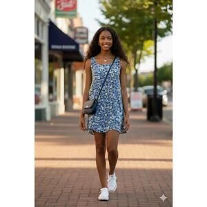 American Eagle - Blue Floral Mini Dress – Size XS
